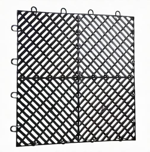 Happybuy Interlocking Tiles 50 PCS Black, Drainage Tile 12x12x0.5 Inches, Outdoor Deck Interlocking Floor Tiles for Pool Shower Bathroom Deck Patio Garage