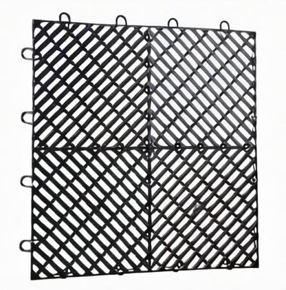 Happybuy Interlocking Tiles 50 PCS Black, Drainage Tile 12x12x0.5 Inches, Outdoor Deck Interlocking Floor Tiles for Pool Shower Bathroom Deck Patio Garage