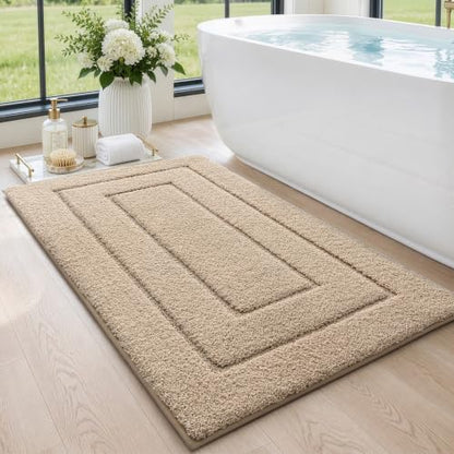 DEXI Bathroom Rugs 43x24, Non-Slip and Absorbent Bath Mat, Beige