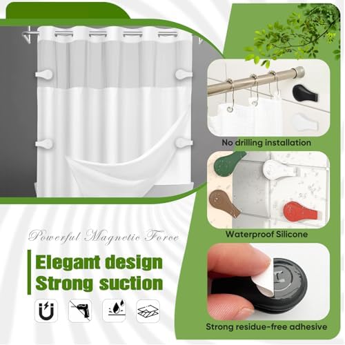 4-Pack Magnetic Silicone Shower Curtain Clips, Keep Liner Closed, White