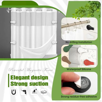 4-Pack Magnetic Silicone Shower Curtain Clips, Keep Liner Closed, White