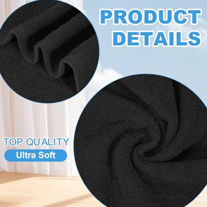 100% Cotton Washcloths Set, 12-Pack Wash Cloths,12x12 Inch Black