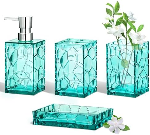 HBlife Bathroom Accessories Set, Acrylic Bathroom Counter Set of 4