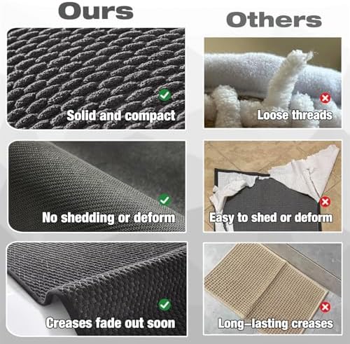 TYUU Bathroom Rugs Non Slip Washable, Super Absorbent Thin Bath Mat Small Quick Dry Low Pile Bathroom Rug, Dark Grey 16"x24"