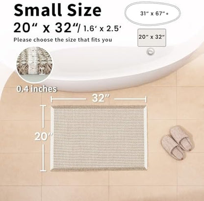 Waffle Bath Mat, Boho Bathroom Rugs Non Slip Washable, 20" x 32"