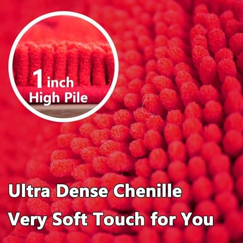 Red Bathroom Rugs Sets 2 Piece Non Slip,Bath Rugs with PVC Backing Bath Carpet,Bathroom Rug Washable,Absorbent,Plush Carpet Mats,Bath Mats for Bedroom, Kitchen,Tub,Home Decor