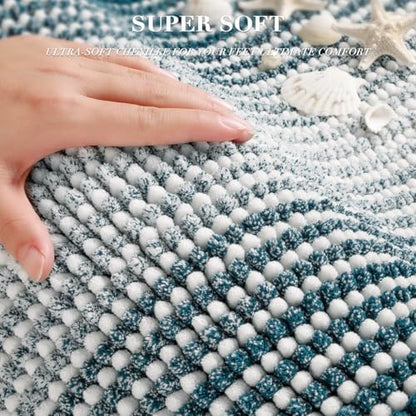 BSICPRO Bathroom Rugs Sets 2 Piece, Non Slip Striped Bath Mats, Teal