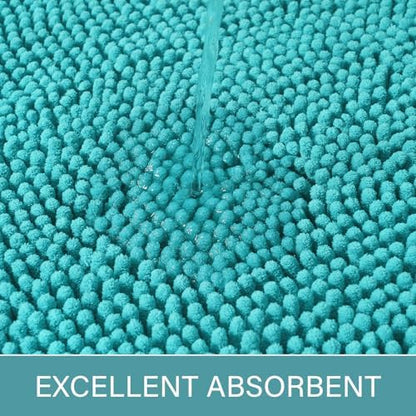 LOCHAS Luxury Bathroom Rug Shaggy Bath Mat 24 x 60 Inch, Teal Blue