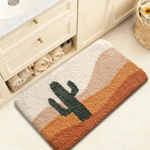 LUMI Cactus Bathroom Rug 20x32 Soft Absorbent Bath Mat, Non Slip