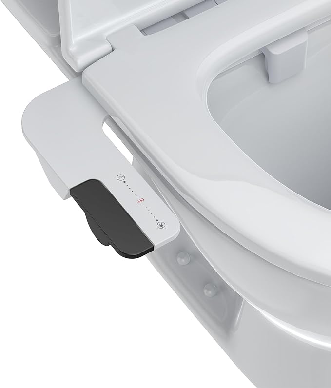 Bidet Attachment for Toilet, Dual Nozzle Cold Water Bidet with Black Lever Control, Non-Electric Bidet Attachment for Comfortable Feminine and Rear Cleansing