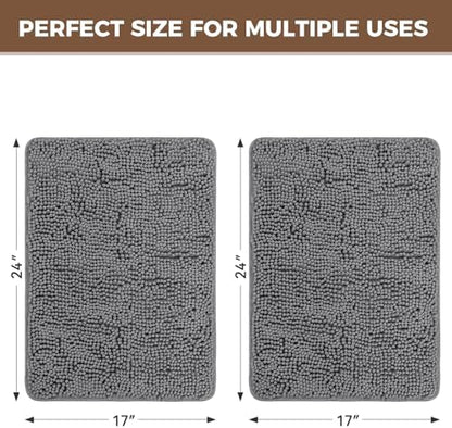 Bcoimo Bath Rug Mat Sets, 2 Piece Extra Soft Chenille Gray Bathroom Mat Set