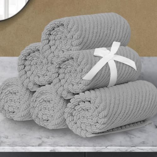 VOOVA & MOVAS Washcloths 6PC, 100% Cotton, 13x13 in, Gray