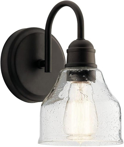 KICHLER Avery 9.25" 1 Light Vanity Light with Clear Seeded Glass Olde Bronze®