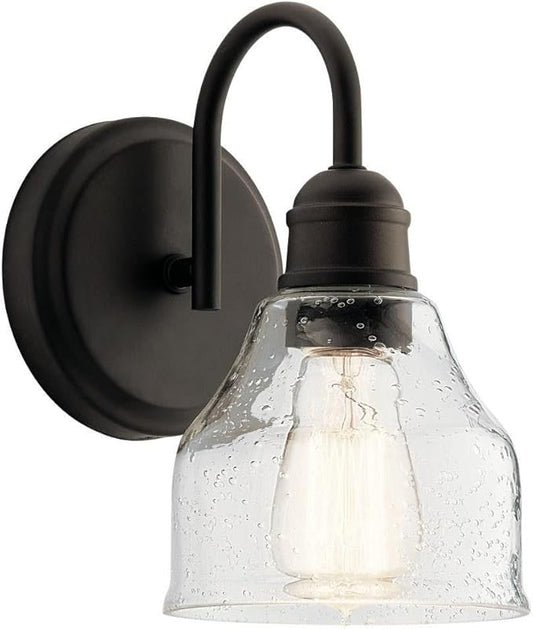KICHLER Avery 9.25" 1 Light Vanity Light with Clear Seeded Glass Olde Bronze®