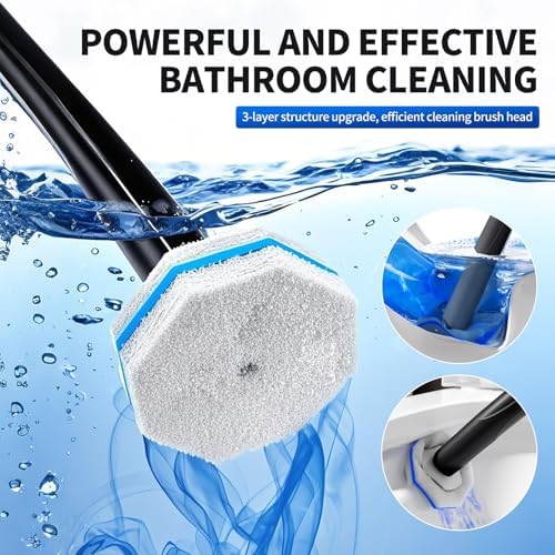 Disposable Toilet Brush - Toilet Bowl Cleaner, Toilet Cleaning Supplies, Toilet Brush with Holder, Toilet Bowl Cleaner Wands，40 Refills for Toilet Cleaning and Hygienic Bathroom Maintenance
