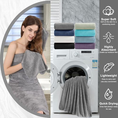 4 Pack Washcloths Set 13"x13",Grey Towel Set for Bathroom,Highly Absorbent & Quick Dry Premium Towel for Daily Use,Soft Microfiber Multipurpose Washcloths Towel Set for Hotel, Spa,Shower,Gym