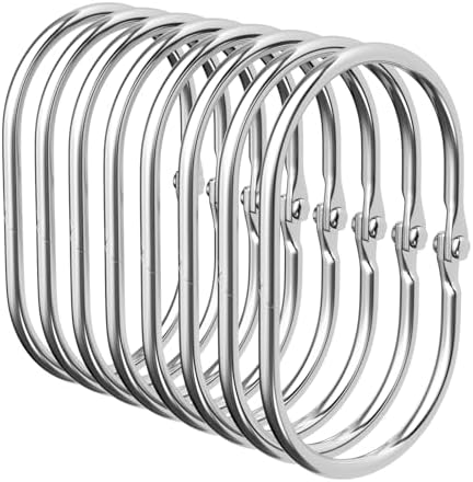 Bathway Chrome Shower Curtain Rings - 12 Pcs Anti-Drop, Rust Proof Metal Shower Hooks for Curtain Rod