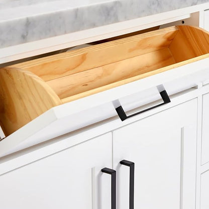 ARIEL Hepburn 72-inch Bathroom Vanity with Sink,Solid Wood, 1.5-inch Italian Carrara Marble Countertop, Double Rectangular Porcelain Sink, 4 Soft Closing Doors, 6 Dovetail Drawers, White