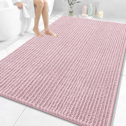 OLANLY Large Bathroom Rugs 70x46, Thick Soft Absorbent Chenille Bath Rugs