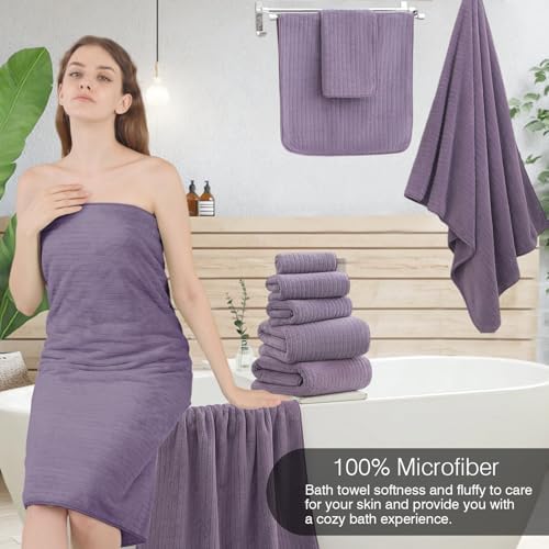 Hailea Hand Towels Set 16x31 Inches,Soft Microfibers Bathroom Towel Set 2 Pack,Highly Absorbent Quick Dry Luxury Towel Hotel Spa Gym Hand Towel Collection for Bathroom,Dark Purple
