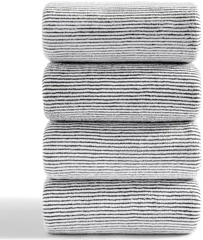 4 Piece Bath Towel Set 35"x70"Oversized Bath Towel for Bathroom Ultra Soft Fluffy Extra Large Bath Sheet Luxury Premium Bathroom Towel Highly Absorbent Quick Dry Shower Towel for Hotel Spa,Black White