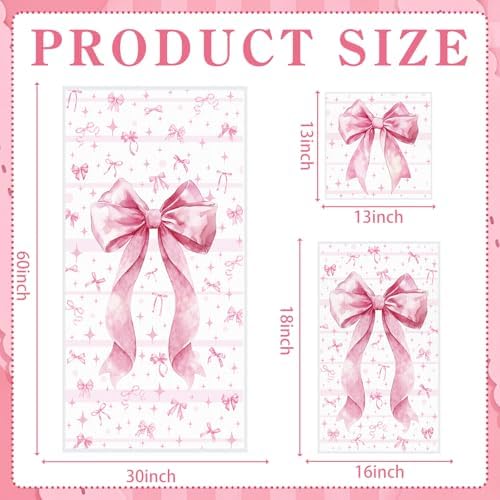 Moukeren Set of 3 Pink Bow Bath Towels, Decorative Towels for Bathroom