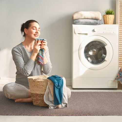 ZALL Tan Waffle Bath Mat,Super Absorbent Non Slip Long Bathroom Runner Rug,Brown 24X72inch,Machine Washable Ultra Soft Floor Mats