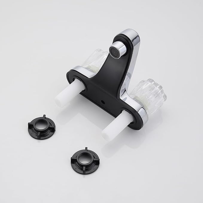 RV Two Handle Bathroom Sink Faucet with Clear Acrylic Knobs - 2-Handle (Chrome)