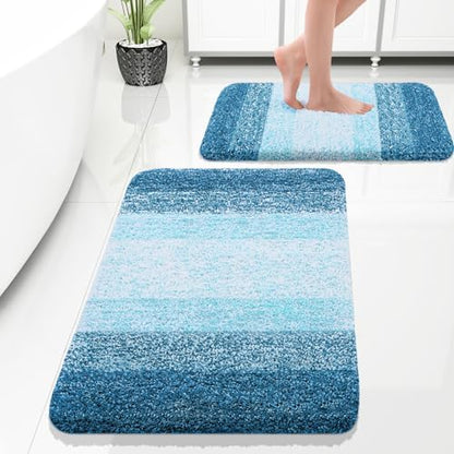 OLANLY Micorfiber Bathroom Rug Set 2 Piece, 30"x20"+24"x16"