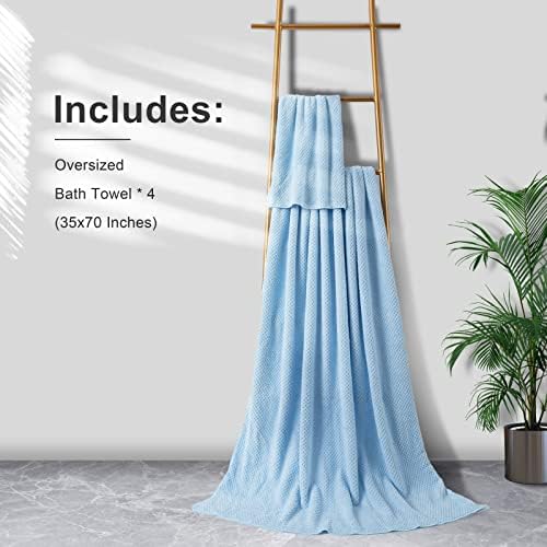 Extra Large Bath Towel Sheet Set 35x70 Inches - Oversized Bath Towels Set,Jumbo Large Microfiber - Quick Dry, Lightweight,Super Soft,Highly Absorbent Towel Set for Bathroom,Hotel,SPA,Pack of 4 (Blue)