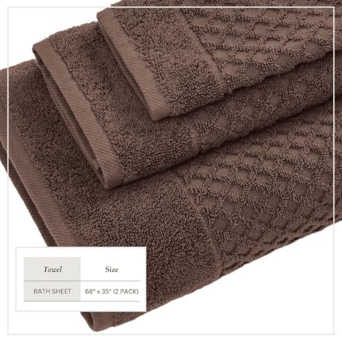 Great Bay Home Oversized Bath Sheets - 100% Cotton 2 Pack 68x35 Extra Large Towel - Absorbent, Durable, Quick-Dry Towels for Bathroom (Chocolate)