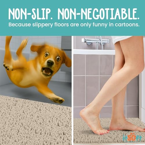 Runner Chenille Bath Mats 71"x21", Plush Absorbent Quick Dry, Soft & Machine Washable, Non Slip Carpet for Bathroom, Thick Bathroom Rugs, Shower Restroom Rug Mat, Alfombras De Bano, Bathrugs