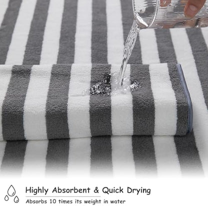 2 Piece Gray Cabana Stripe Hand Towels for Bathroom 16"x31" Ultra Soft Breathable Hand Face Towels Highly Absorbent Towel Quick Dry Towel for Spa Gym Hotel Travel Camp