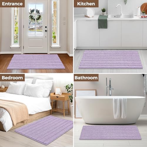 Bcoimo Bath Rug Mat,Chenille Extra Soft Lavender Long Bathroom Runner Rugs