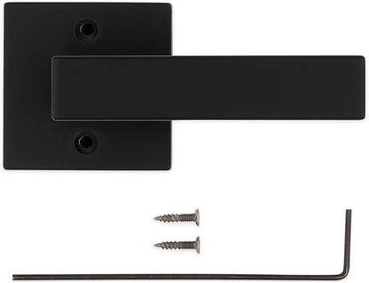 Kwikset Singapore Dummy Door Handle, Single Sided Lever for Closets, French Double Doors, and Pantry, Matte Black Non-Turning Reversible Interior Push/Pull Lever, with Microban Protection