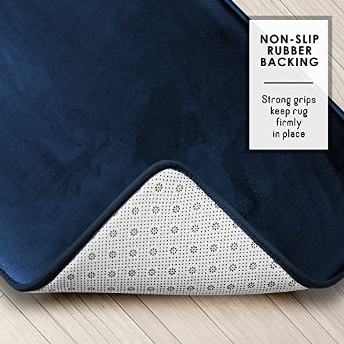 Clara Clark 2 Piece Bathroom Rugs Bath Mat Set, Velvet Memory Foam Bath Mats for Bathroom - Non-Slip, PVC Backing Bath Rugs, Washable - Dries Quickly, Blue