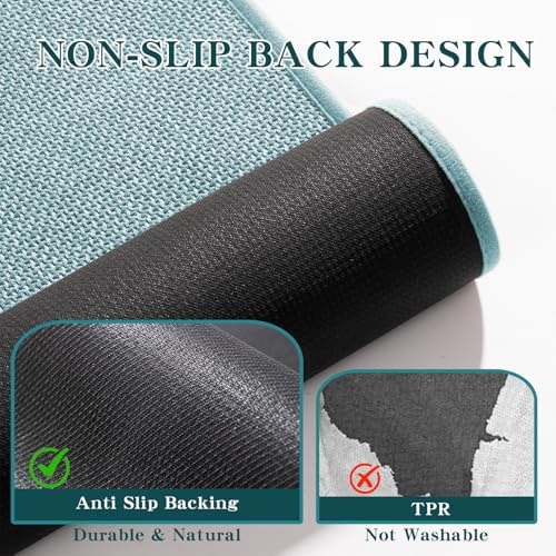chakme Bathroom Rugs Mat 32x17, Ultra Thin Non Slip Bath Mat Quick Dry Absorbent Bath Mat for Bathroom Floor, (Light Blue, 32"x17")