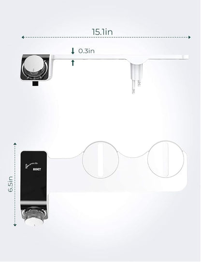 Self-Cleaning Non-Electric Dual Nozzle Bidet Attachment for Toilet Seat Jet Spray for Toilet Bathroom Bidet Toilet Sprayer, Adjustable Water Pressure, Rear and Feminine Wash
