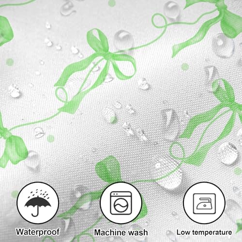 Bow Shower Curtain for Bathroom, Teen Girls Theme, Green, 72x72 Inches