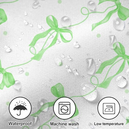 Bow Shower Curtain for Bathroom, Teen Girls Theme, Green, 72x72 Inches