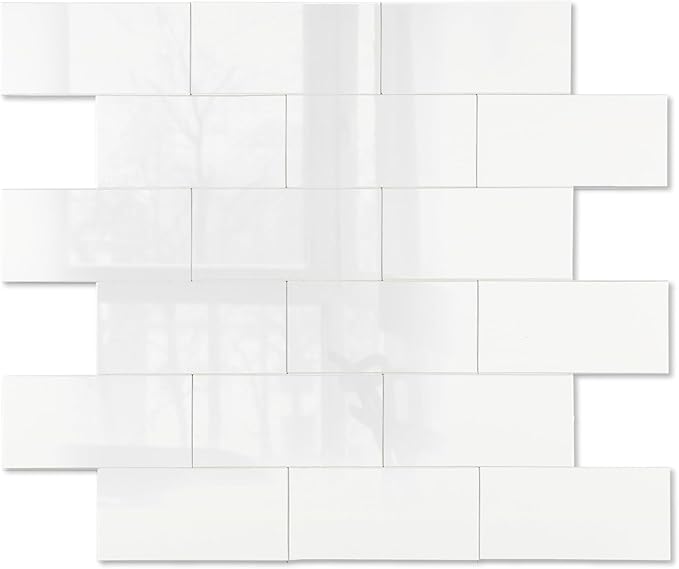 2026 New Upgrade Peel and Stick Backsplash Tile, Peel and Stick 11.34" X 11.57" Wall Tile for Kitchen, Bathroom, Fireplace, Laundry (Polished Cream White, 5 Packs)