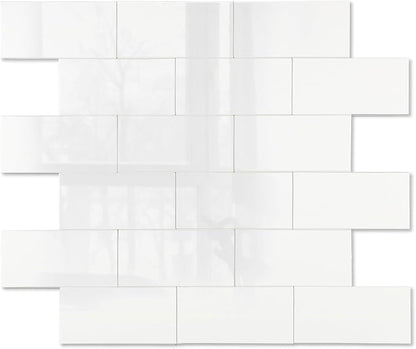 2026 New Upgrade Peel and Stick Backsplash Tile, Peel and Stick 11.34" X 11.57" Wall Tile for Kitchen, Bathroom, Fireplace, Laundry (Polished Cream White, 20 Packs)