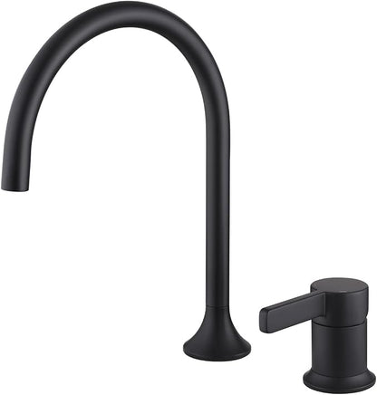Bathroom Faucets Matte Black,Single Handle Brass Widespread Basin Faucet for Sink,High Arc Gooseneck Bathroom Sink Faucet 2 Hole,Vanity Vessel Sink Faucet Mixer Tap