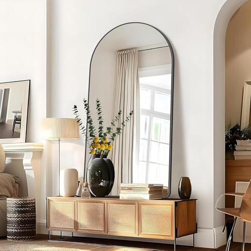 GLASHOM Arched Bathroom Mirror, 30"x50" Black Arched Mirror for Bathroom, Wall Mounted Mirror, Vanity Wall Mirror Metal Frame for Bedroom, Entryway, Living Room, Vertically Hanging