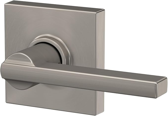 Schlage F10 LAT 619 COL Latitude Door Lever with Collins Trim, Hall & Closet Passage Lock, Satin Nickel