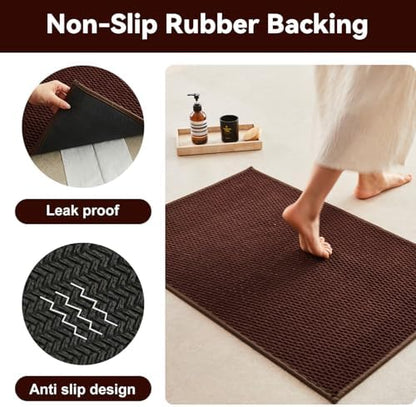 Triohero Toilet Rug, Thin Toilet Rugs U Shaped Washable Non Slip Absorbent Quick Dry Low Pile Toilet Mat, Brown 20"x24" U Shape