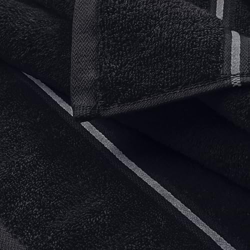 MyOwn Ultra Soft 6 Pack Cotton Towel Set, Contains 2 Bath Towels 28x55 inch, 2 Hand Towels 16x24 inch & 2 Wash Coths 12x12 inch, Ideal Everyday use, Compact & Lightweight - Black