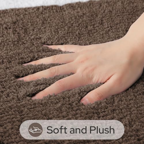 HOMEIDEAS Brown Bathroom Rugs Sets 2 Piece 20" x 32" + 16" x 24"