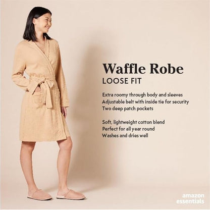 Amazon Essentials Women's Lightweight Waffle Full-Length Bath Robe (Available in Plus Size)