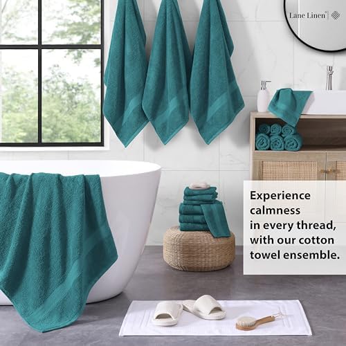 LANE LINEN Bath Towel Set 100% Cotton 18 Piece Soft Absorbent - Sea Port